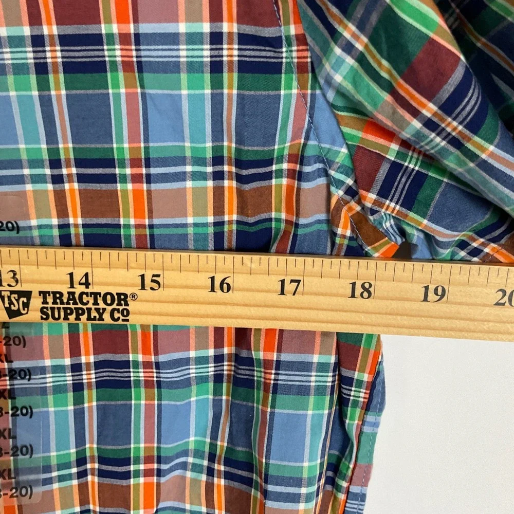 Ralph Lauren Boys XL 18-20 Plaid Short Sleeve Button Down Shirt Blue Green Multi
